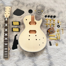 Unfinished LP Single Cutaway Electric Guitar DIY Kit with Flamed Maple Gd Part