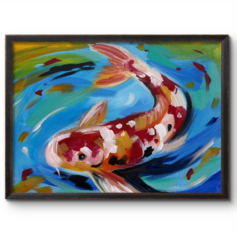 RADIANT KOI FISH 14x11 IMPRESSIONISTIC MODERN ART INTERIOR DESIGN