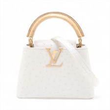 Louis Vuitton Ostrich Capucines MINI N80917 White x Gold (RFID detected)