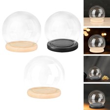 Display Dome with Wooden Base, Clear Glass Cloche Dome, Tabletop Display Case,