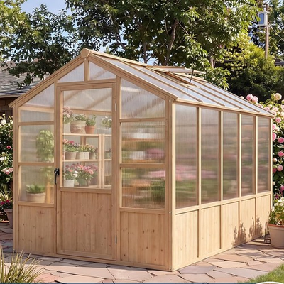 #ad 6x10 FT Wooden Greenhouse Walk in Wood Frame Green House with Lockable Door $669.99