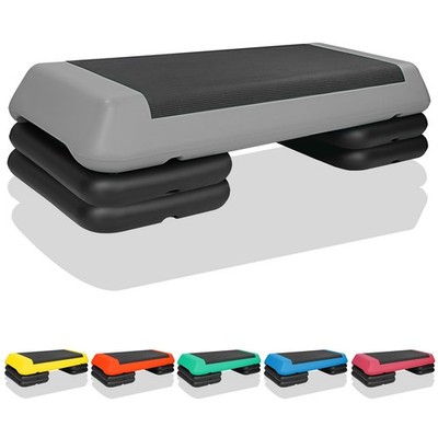 4''-6''-8''Adjustable Aerobic Stepper w/4 Risers Health Workout Step Platform...