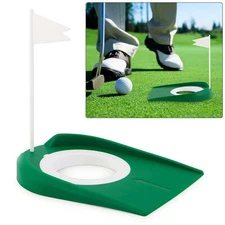 Practice Putting Cup Trainer Device for Golf Adjustable Hole & Flag In/Outdoor