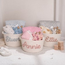 Personalised Woven Baby Basket Giftset - Baby Shower Gift