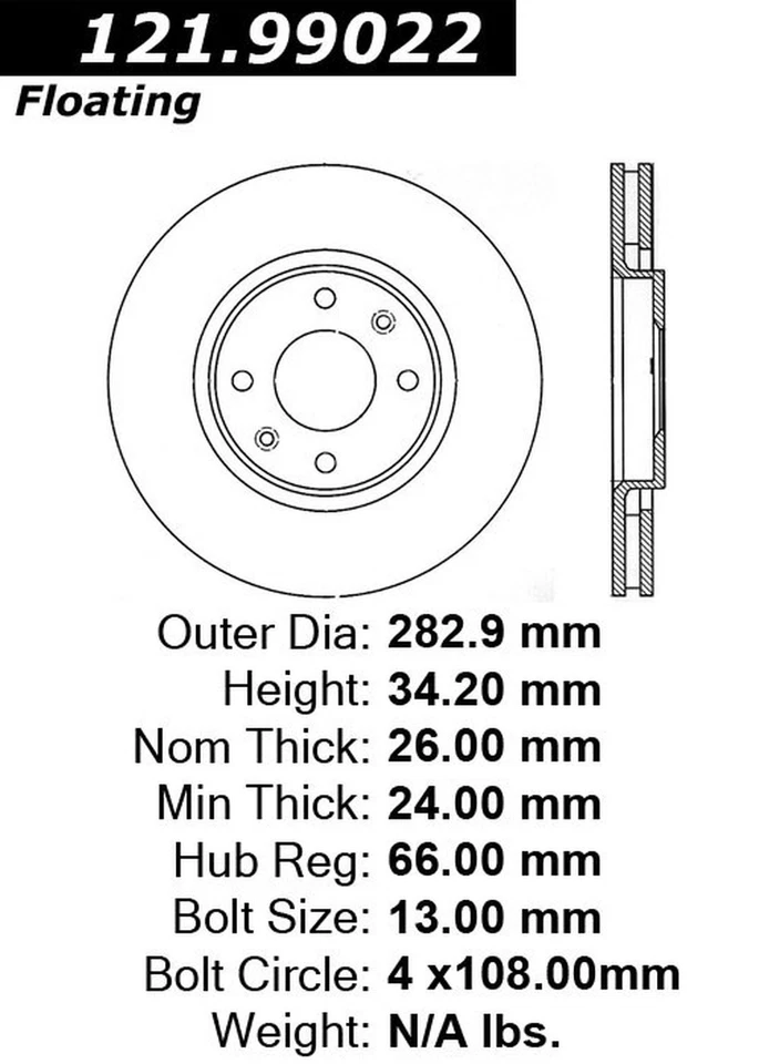 Rotor freno disco Centric Parts 121.99022 para 04-17 Peugeot 2008 207 307 Partner Foto 3 de 4