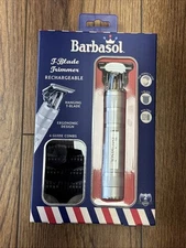 Barbasol CBT1-6002-SLV T-Blade Trimmer Rechargeable Zero Gapped 4 Guide Combs 