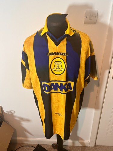 Maillot Everton Extérieur 1996-1998 Umbro - Vintage - Taille XL Adulte - Jaune