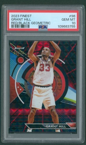 Grant Hill #96 PSA 10 Gem Mint 2023 Finest Red/Black Geometric Refractor 4/20