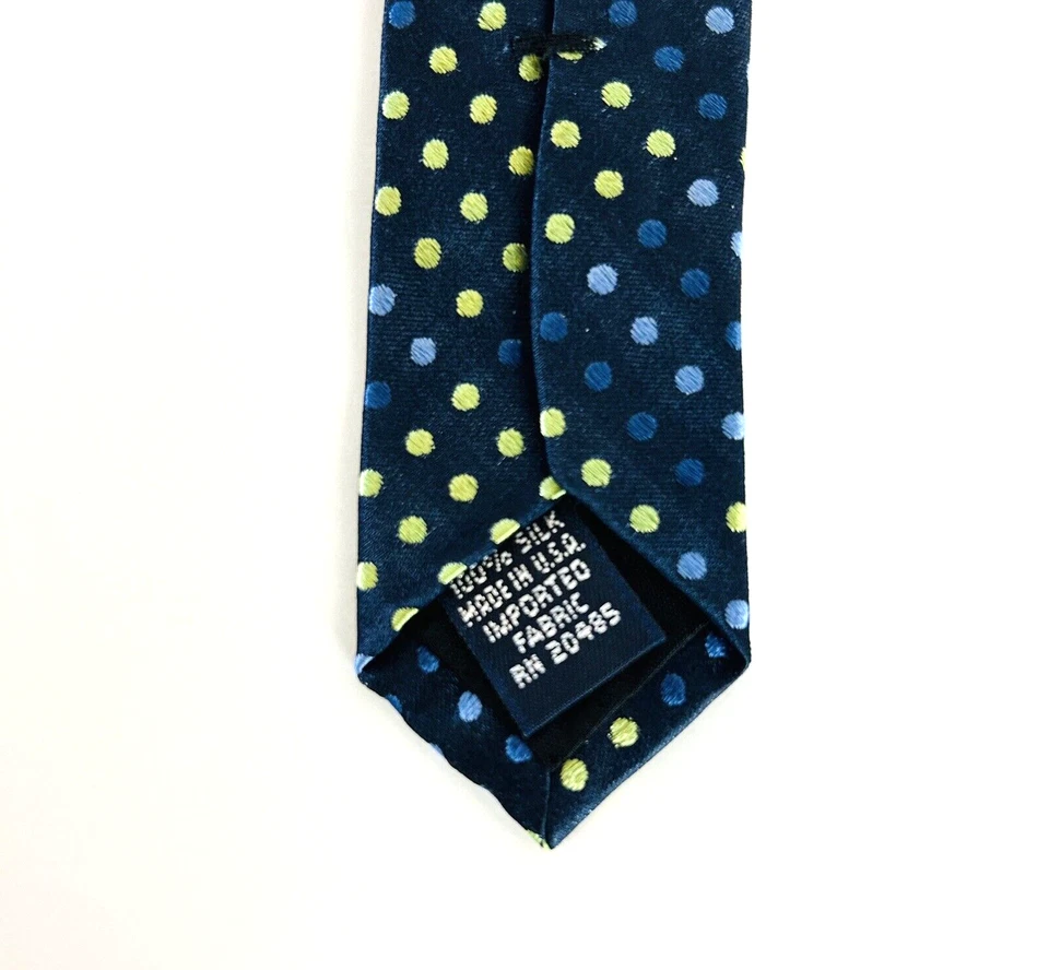 Corbata Stafford Para Hombres Azul Marino Verde Estampado de Lunares 100% Seda 58" Hecha en EE. UU. Foto 4 de 4