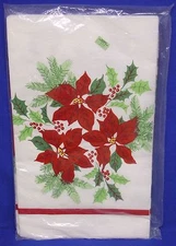C.A. Reed Christmas Table Cover Poinsettias Holly Pine 52"x96" Paper Tablecloth