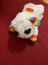 Multipet International Pride Joy Rainbow Lamb Squeaks Plush Dog Toy
