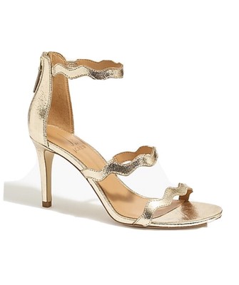 gold three strap heels