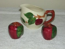 3 PC FRANCISCAN APPLE - CREAM PITCHER, SALT AND PEPPER SHAKERS