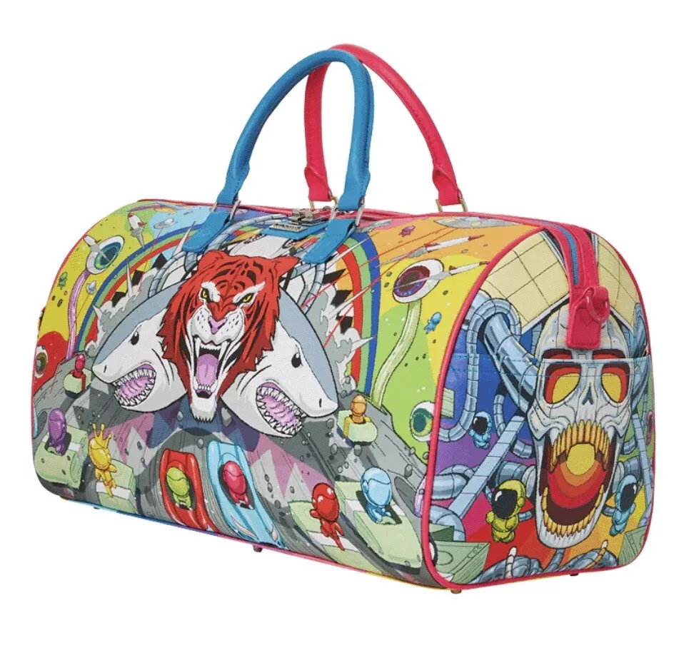 BNWT SPRAYGROUND CHAOTIC UNIVERSE ASTRO JUNGLE EMPEROR DUFFLE BAG! VEGAN!!