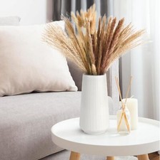 White Ceramic Vase, Small Cute Flower Vase for Pampas Grass, Home, Living Room