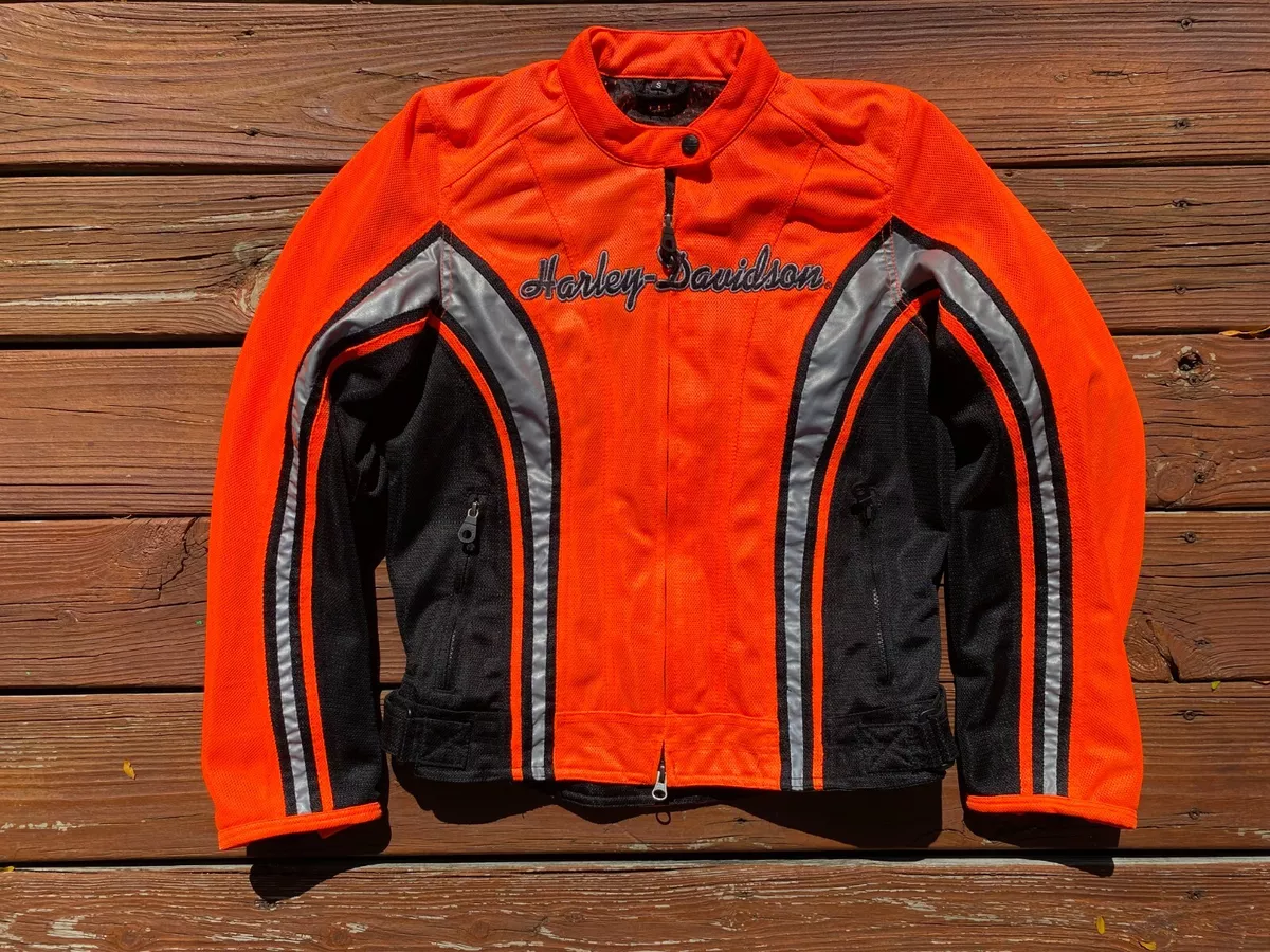 Harley Davidson Womens Hi-Vis Reflective Mesh Jacket Orange 98252-10VW Small Harley Davidson Womens Hi-Vis Reflective Mesh Jacket Orange 98252-10VW Small