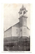 Vintage B&W Lutheran Church in Akron Pennsylvania PA No Postal Markings RRPC