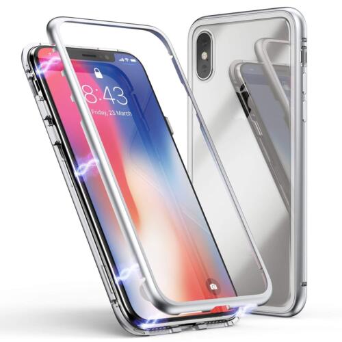 COVER Per Iphone X/XS MAX 7/8 6/6S Alluminio MAGNETICA con RETRO VETRO TEMPERATO - Foto 5 di 26