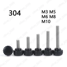 304 Stainless Steel Black Plastic Round Head Knurled Thumb Screws M3 M4 M5 M6 M8