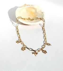 Authentic 💛New 14k Gold Plated Charm Necklace, Lucky Charm, Dragonfly Charm, Heart Charm