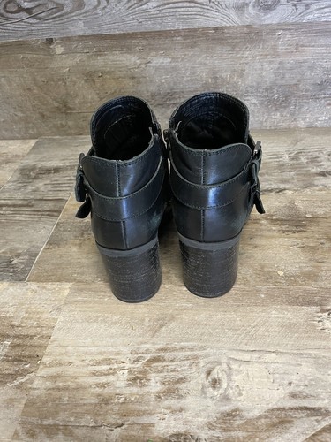 Franco Sarto Boots Womens Size 7.5 Black Harness Black Leather 9 - Picture 2 of 6