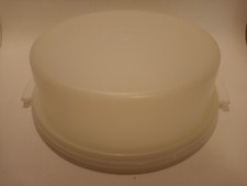 Vintage Tupperware Cake Carrier 719 Frosted Clear Top with White Base No Handle