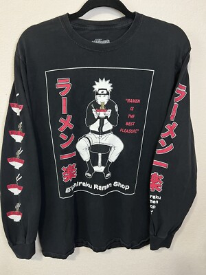 Naurto Shippuden Men's Medium Vintage 2002 Ichiraku Ramen Shop T-Shirt Long Sl