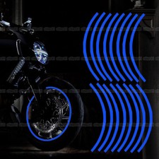 16 Tiras Reflectante Llanta de Coche Cinta Adhesiva Calcomanía Raya para Buje de Rueda de 18"。