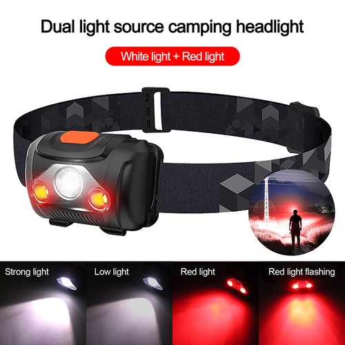 2x Super Bright LED Headlamp Head Torch Red Light Waterproof Running Headlight - Picture 3 of 13