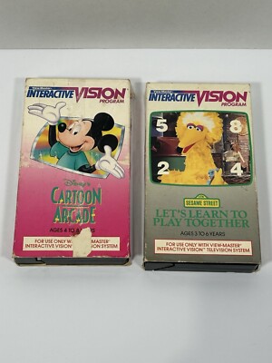 View-Master Interactive Vision Program Cartoon Arcade And Let's Play School VHS