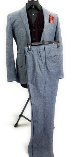 Traje Completo Wallin & Bros Gris 2 Botones Mezcla Algodón 3 Bolsillos Talla 38R - Imagen 1 de 7