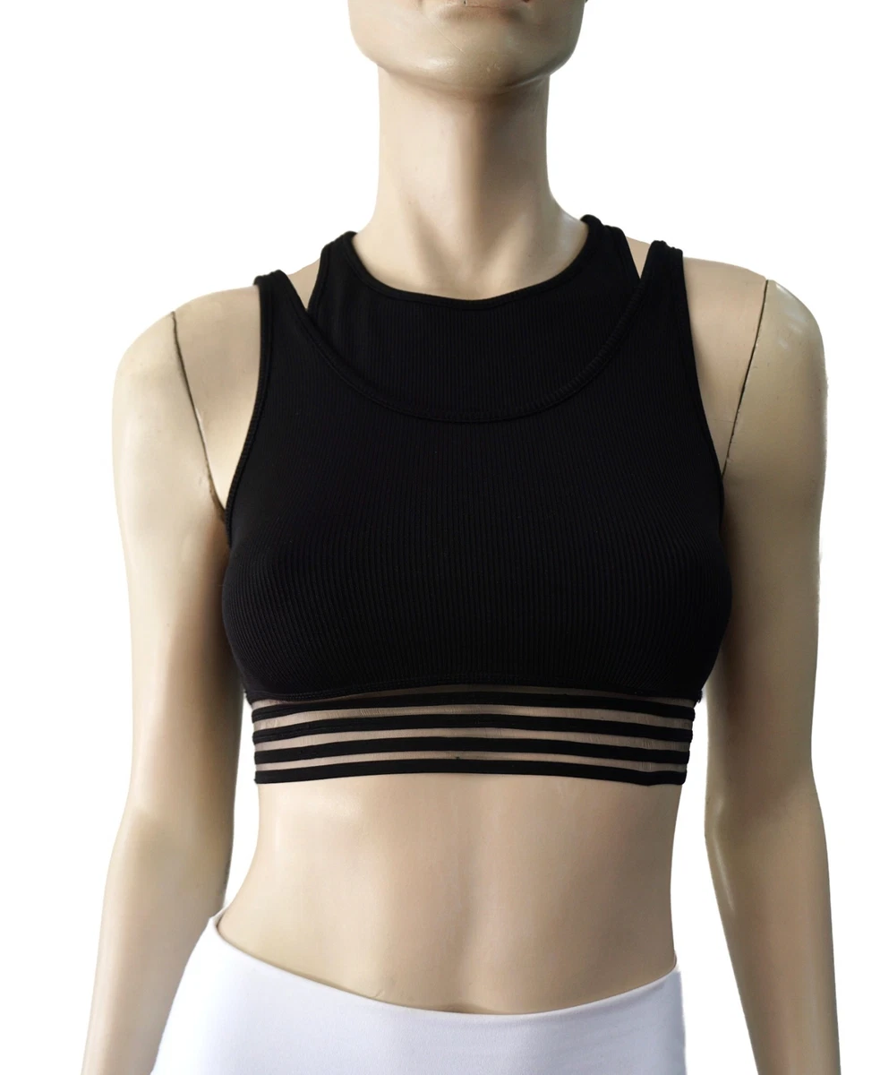 ALO YOGA Black Gaze Double Layered Racerback Sports Bra XS BRAND NEW