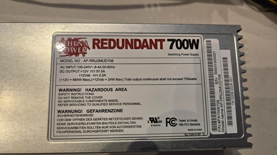 Athena Power Redundant Power Supply 700W - Image 4 of 4