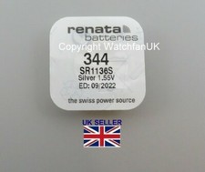 1 x Renata 344 SR1136SW Battery Fits Omega 1230 1250 1260 F300HZ Chronometer