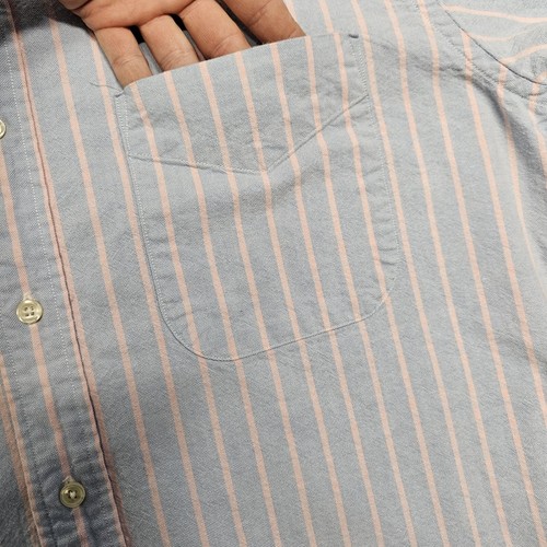 Vintage Britches Mens Large Button Down Striped Pastel Blue Pink Green  - Picture 9 of 19