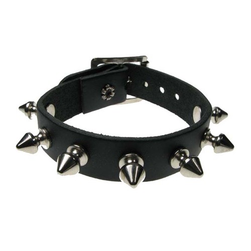 Mens Gothic Punk Spike Real Leather Biker Studded Wristband Handmade In England - Picture 2 of 4