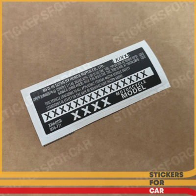 CBR1000RR, XR650L , CBR600F4 Motorcycle Decorative ID Custom Decal