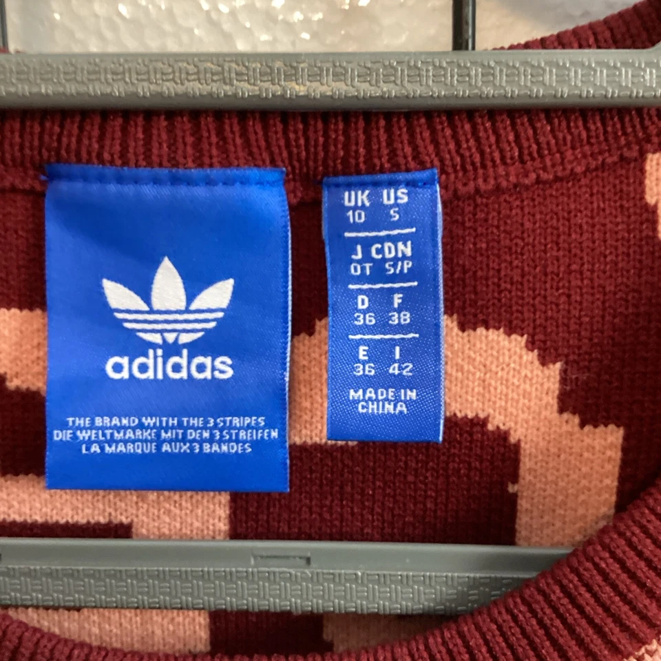 Adidas Originales Mujer M Leggings Top S Gran Tamaño Gráfico Granate 58700 Foto 3 de 4