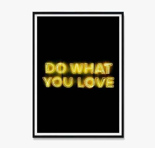 DO WHAT YOU LOVE Yellow Neon Print Neon Poster, Motivational Canvas Man Cave Art - 第 1/7 張圖片