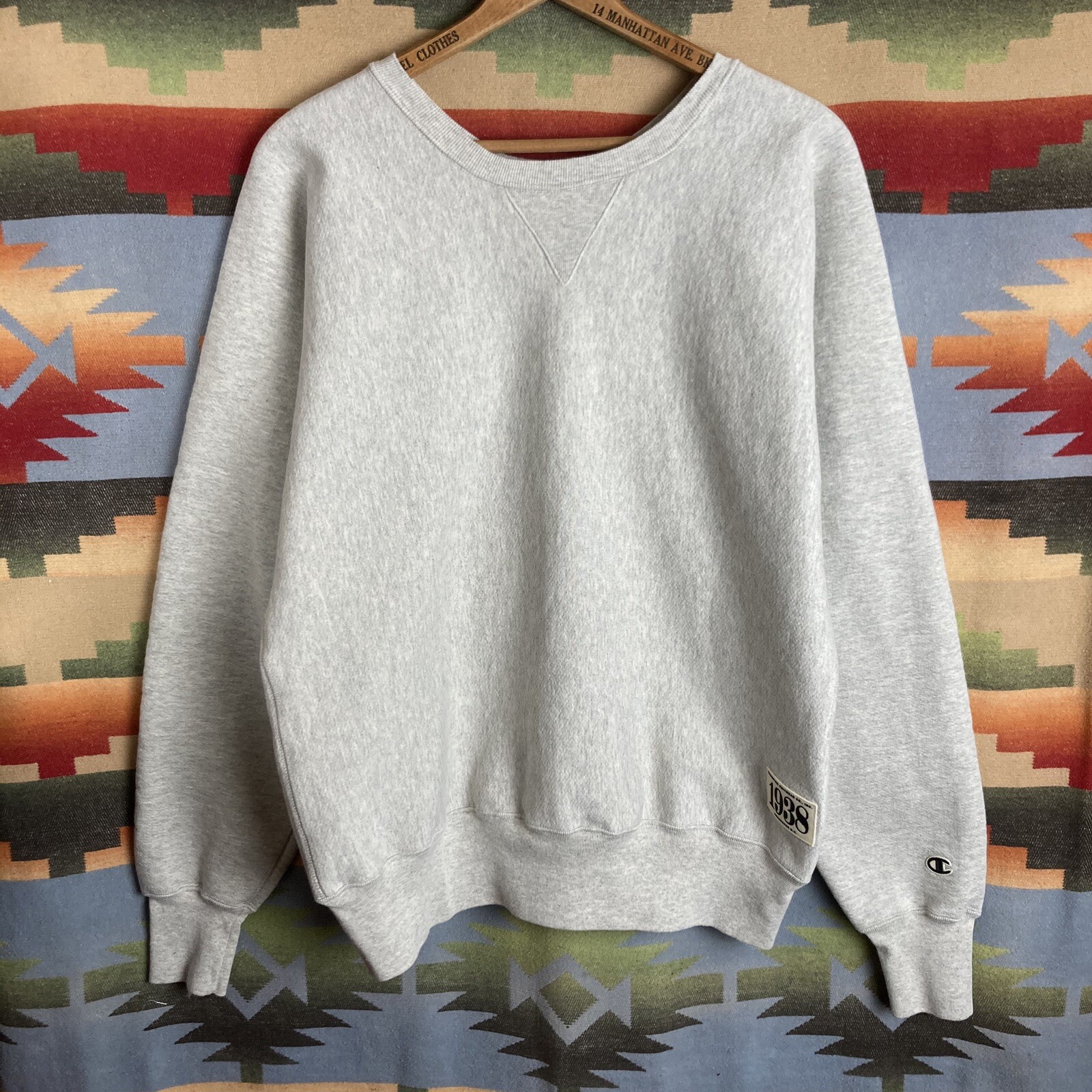 1938 Champion Reverse Weave Crewneck Sweatshirt Size Med 100 Year Double V USA