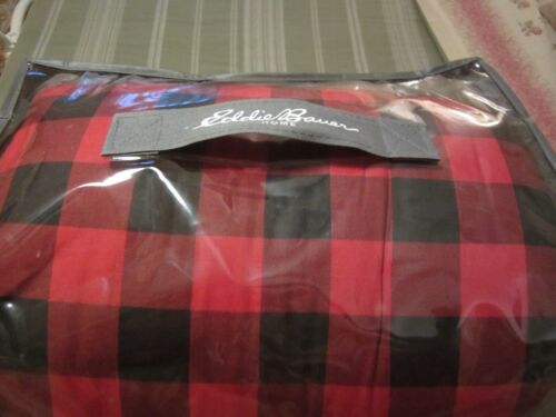 Eddie Bauer KING 3 Pc Comforter Set Cotton Mountain Buffalo Plaid Red & Black - Picture 9 of 11