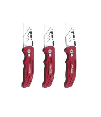 Tool Shop 3 Piece Folding Utility Knife Set Red New in Original Packaging