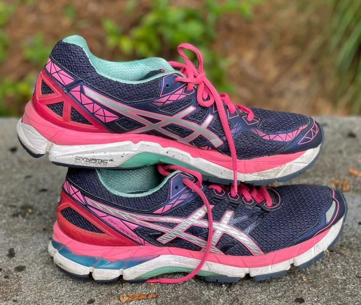 Asics Running Athletic Shoes Sneakers Navy Pink Size 10