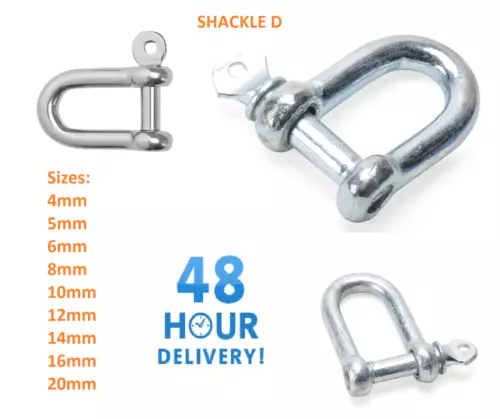 shackles  5 6 8 10 12 14 16 20mm galvanised steel lifting towing bow dee d link image 1