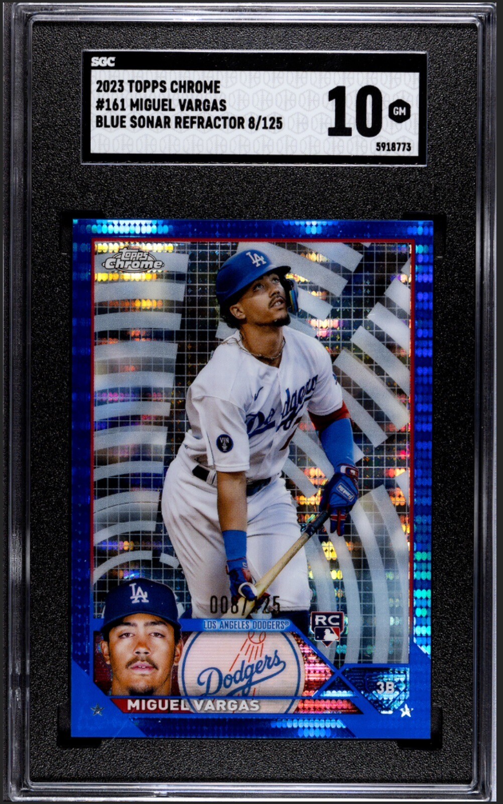 MIGUEL VARGAS 2023 TOPPS CHROME /125 Blue Sonar SGC 10 Dodgers Rookie #161