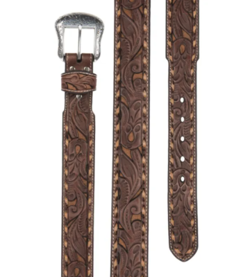 Nocona Mens Brown Genuine Leather Floral with Tan Inlay  display picture 1