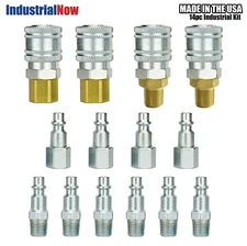 14-Piece Industrial Air Hose Kit - Mixed Male/Female 1/4” Steel Manual Parts I/M