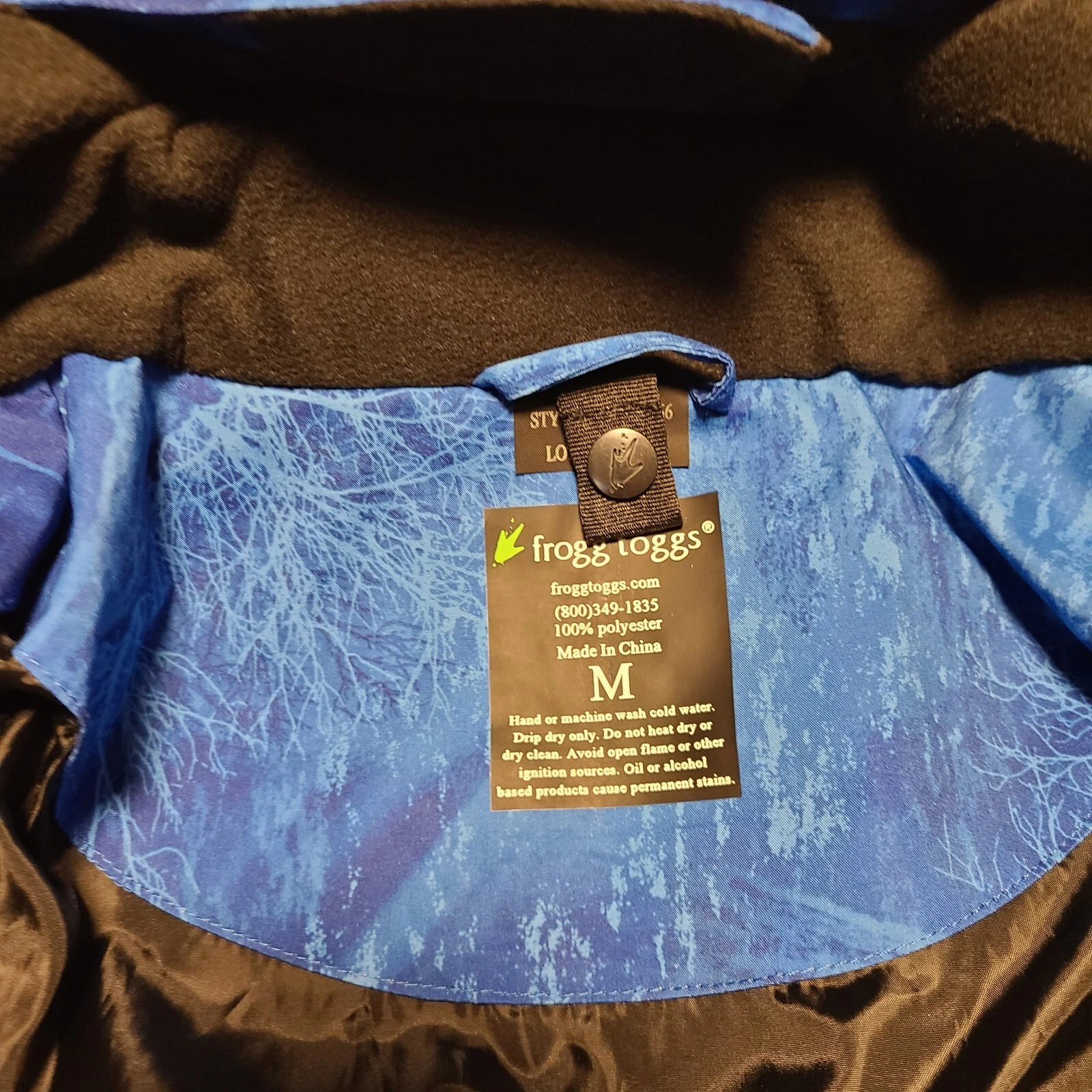 Limited Edition Frogg Toggs Pilot PRO Jacket Sz M Realtree Fishing Dark Blue - product detail image 20