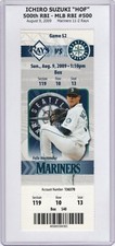 Ichiro Suzuki 500th RBI Mariners Rays 8/9/2009 Full MINT Ticket FELIX HERNANDEZ