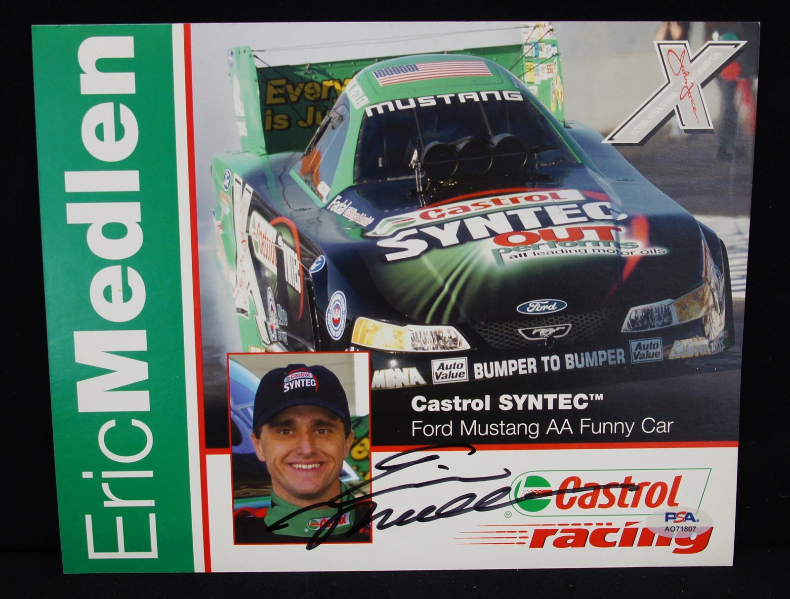 ERIC MEDLEN Autographed 2004 Pit Card PSA/DNA NHRA Funny Car Castrol Racing AUTO